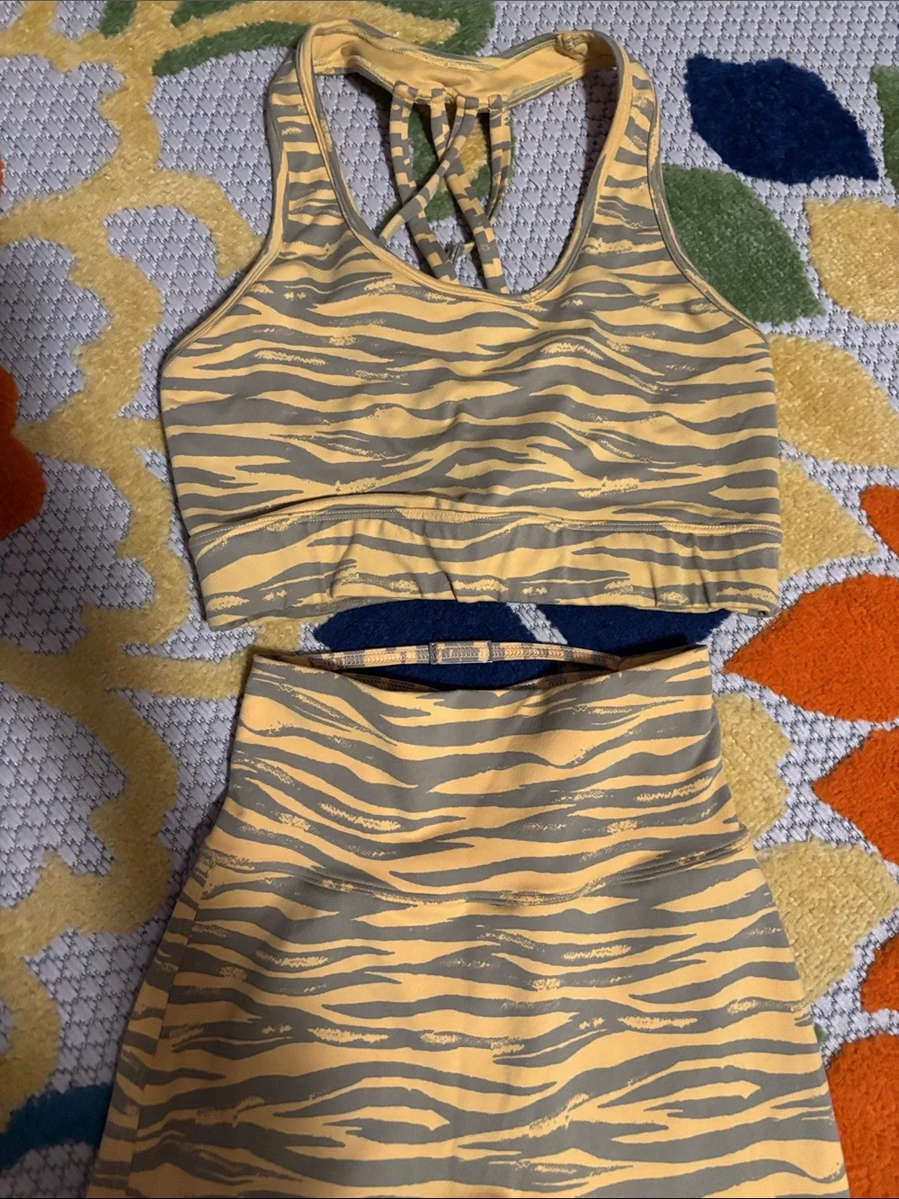 Bombshell Sportswear workout Set small, medium Yellow green zebra stripes